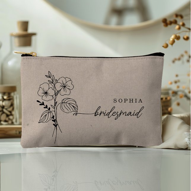 Februar Birth Month Flower Personalized Bridesmaid Accessory Pouch (Creator Uploaded)