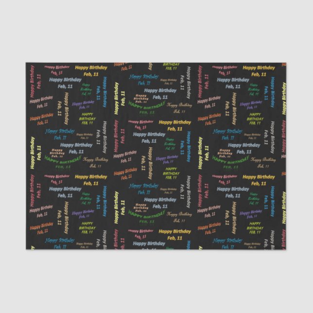 February, 11 Birthday Tissue Paper (Front)