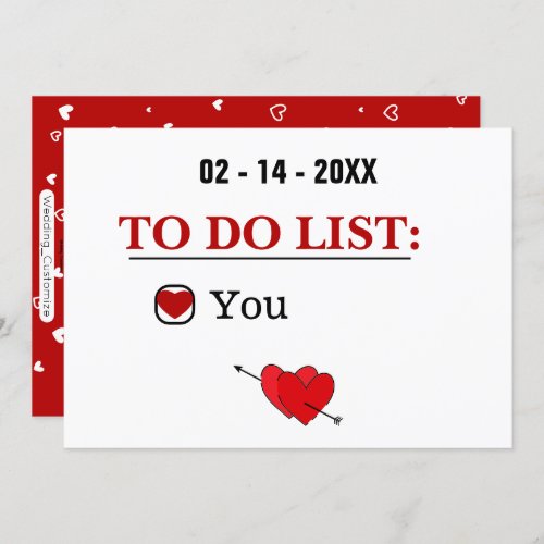 February 14 To Do List Naughty Valentines Day Card