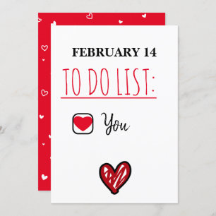 February 14 To Do List Naughty Valentines Day Card