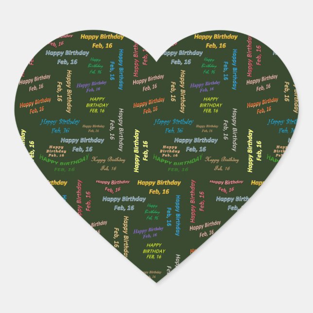 February, 16 Birthday Sticker (Front)