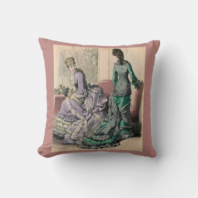 February 1877 Victorian fashions print Throw Pillow (Front)