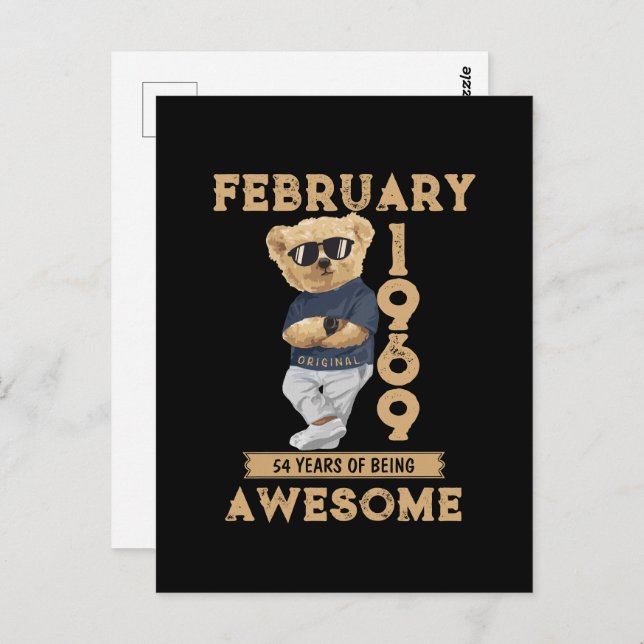 February 1969 54 Years Of Being Awesome Postcard (Front/Back)