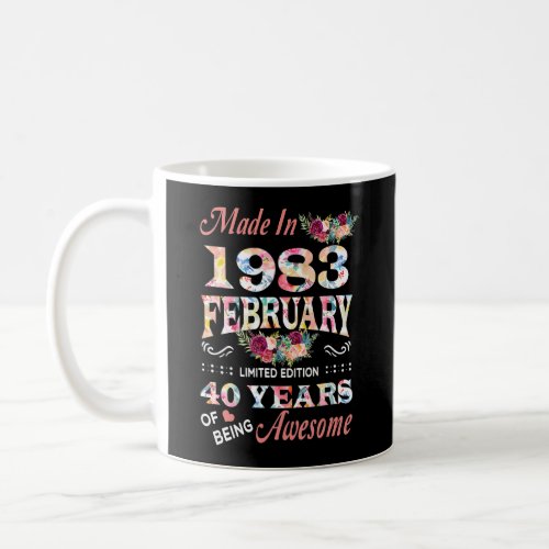 February 1983 Flower 40th Birthday  Coffee Mug