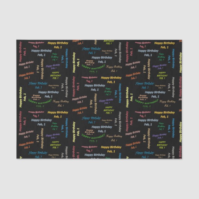 February, 1 Birthday Tissue Paper (Front)