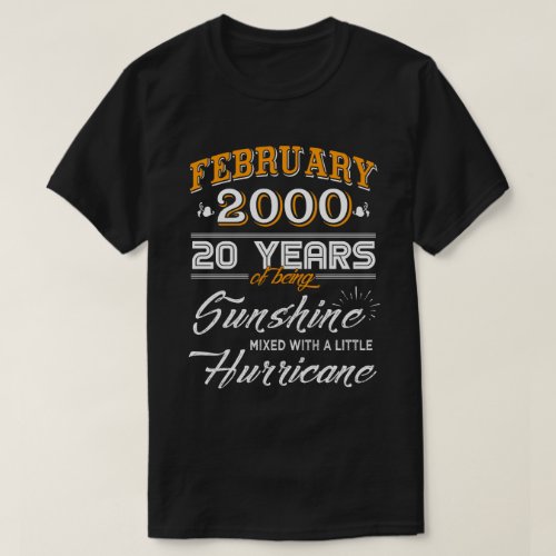 February 2000 20 Years Wedding Anniversary Gifts T_Shirt