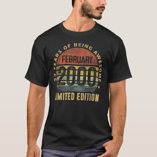 February 2000 23 Years Of Being Awesome Retro 23rd T_Shirt