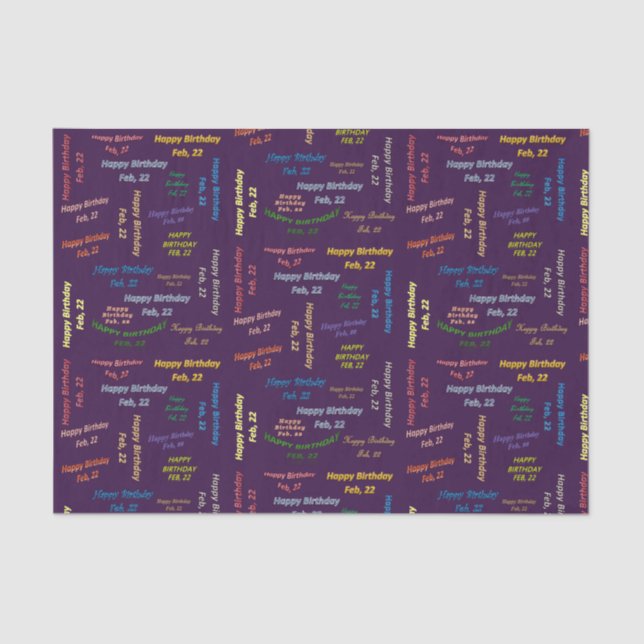 February, 22 Birthday Tissue Paper (Front)