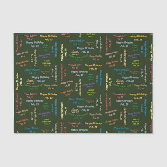 February, 23 Birthday Tissue Paper (Front)