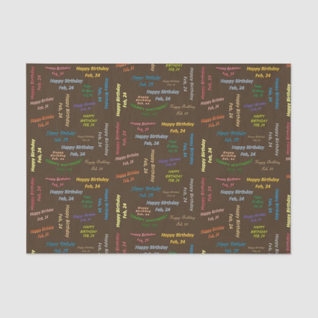 February, 24 Birthday Tissue Paper (Front)