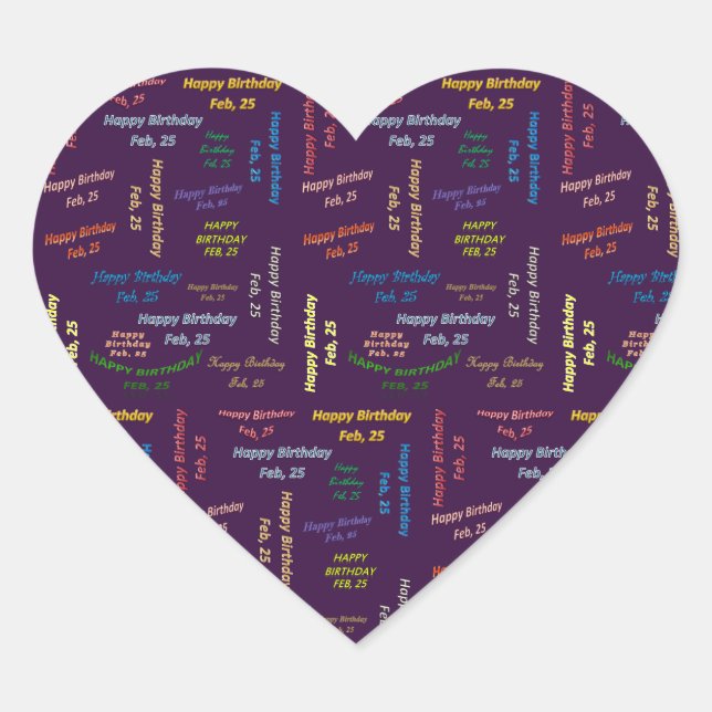 February, 25 Birthday Sticker (Front)