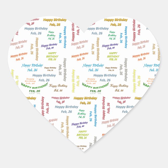 February, 26 Birthday Sticker (Front)