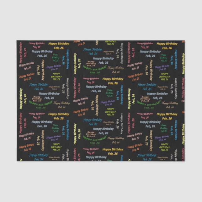 February, 26 Birthday Tissue Paper (Front)