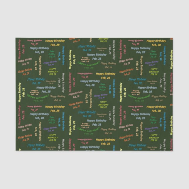 February, 28 Birthday Tissue Paper (Front)