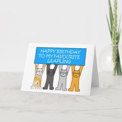 February 29th Birthday Cartoon Cats Card