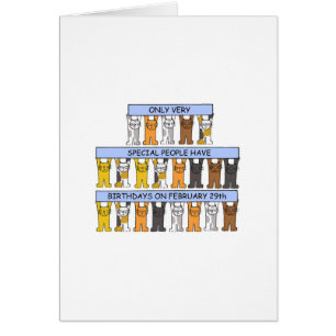 February 29th Birthday Cartoon Cats Cards