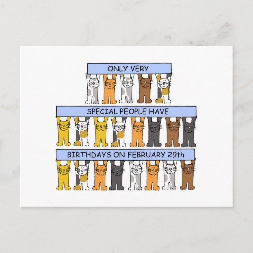 February 29th Birthday Cats Postcard