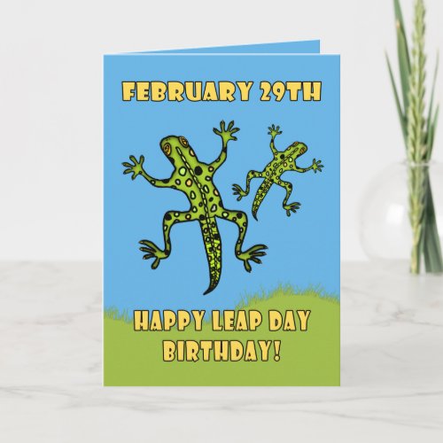 February 29th Leap Day Birthday Card Lizards Card