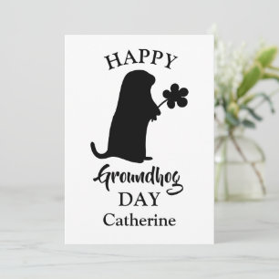 February 2 Happy Groundhog Day Personalized Name Holiday Card