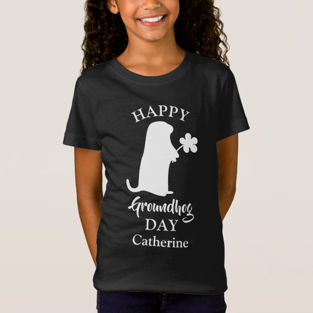 February 2 | Happy Groundhog Day Personalized Name T-Shirt (Front)