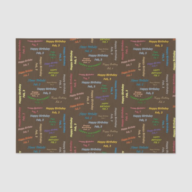 February, 3 Birthday Tissue Paper (Front)