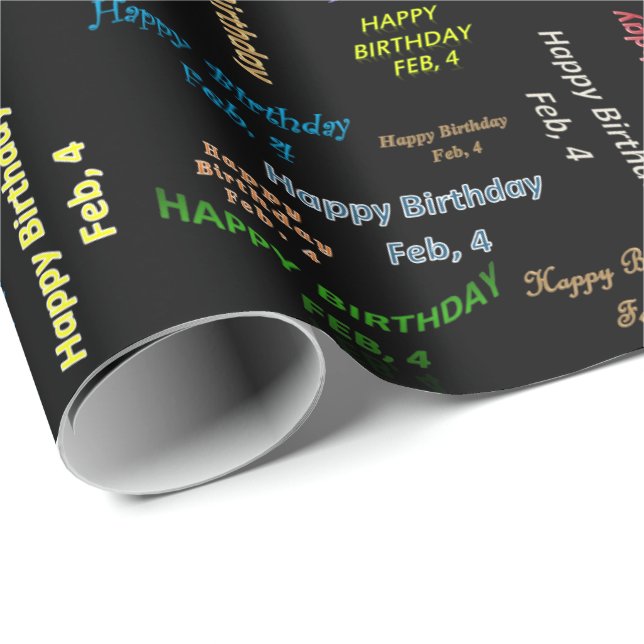 February, 4 Birthday Gift Wrapping Paper (Roll Corner)