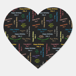 February, 4 Birthday Sticker