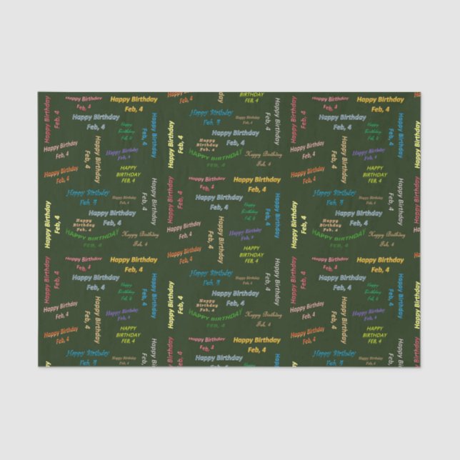 February, 4 Birthday Tissue Paper (Front)