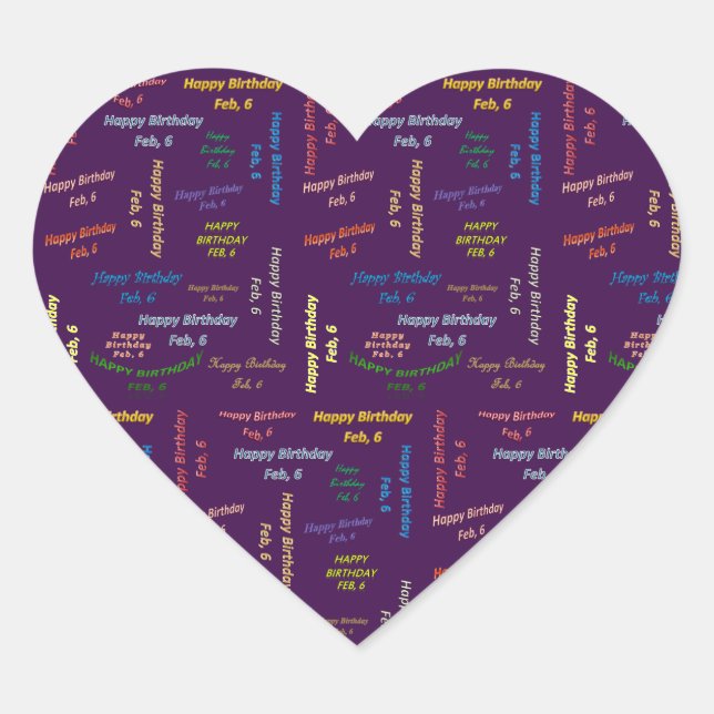 February, 6 Birthday Sticker (Front)