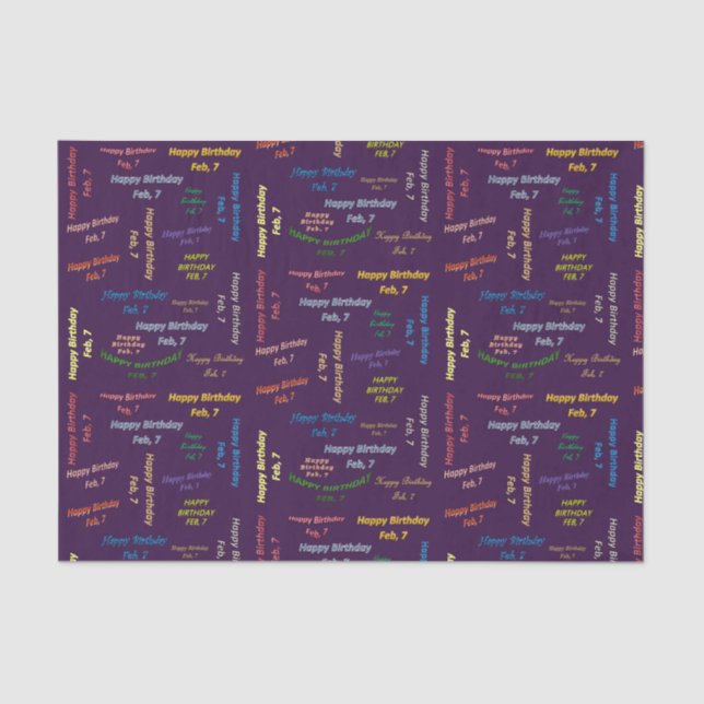 February, 7 Birthday Tissue Paper (Front)