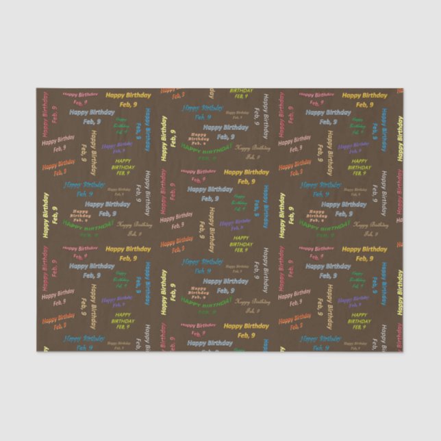 February, 9 Birthday Tissue Paper (Front)