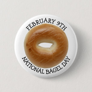 February 9th is National Bagel Day Button