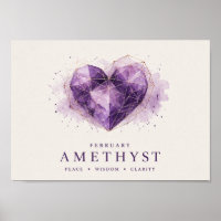 February Amethyst Heart Birthstone Beautiful Birth
