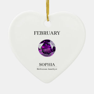 February Amethyst Personalized Birthday Ceramic Ornament
