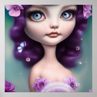 February Amethyst Purple Girl Poster