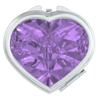 February Amethyst Purple Heart Compact Mirror