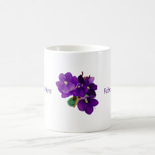 February: Amethyst Violets Personalized Mug