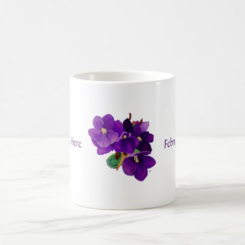 February Amethyst Violets Personalized Mug