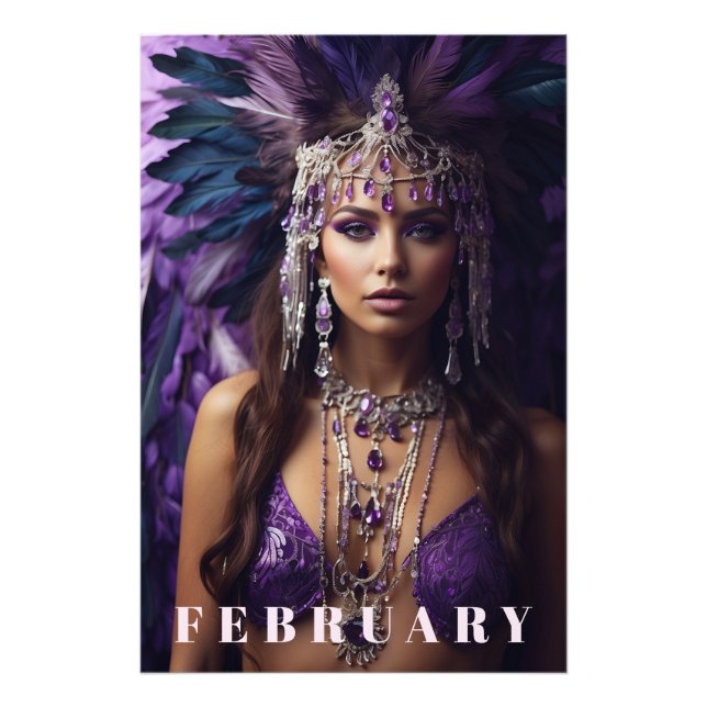 *~* FEBRUARY  AP53 Headdress AMETHYST Boho Photo Print (Front)