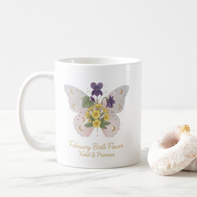 February Birth Flower Coffee Mug (With Donut)