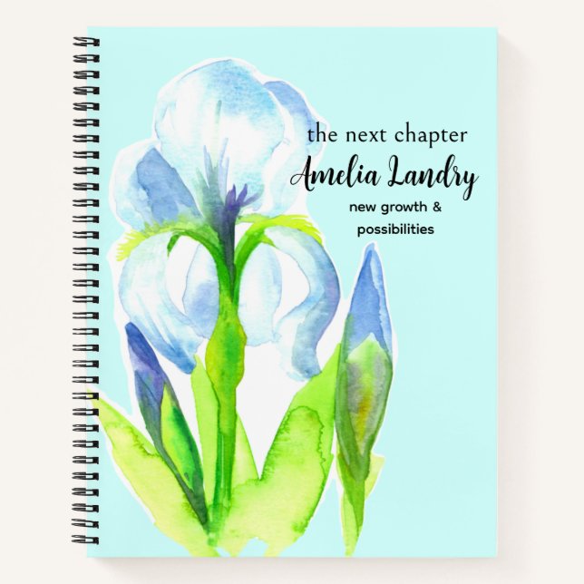 February Birth Flower Journal Blue Iris Flower (Front)