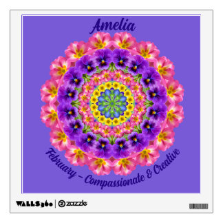 February Birth Flower Name Custom Removable Zen Wall Decal