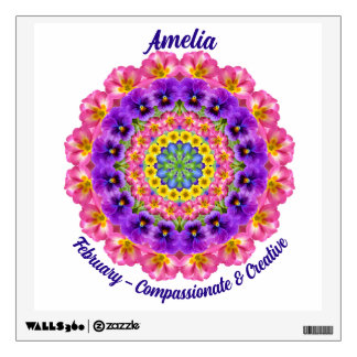 February Birth Flower Name Custom Removable Zen Wall Decal