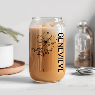 February Birth Flower Primrose with Custom Name Can Glass