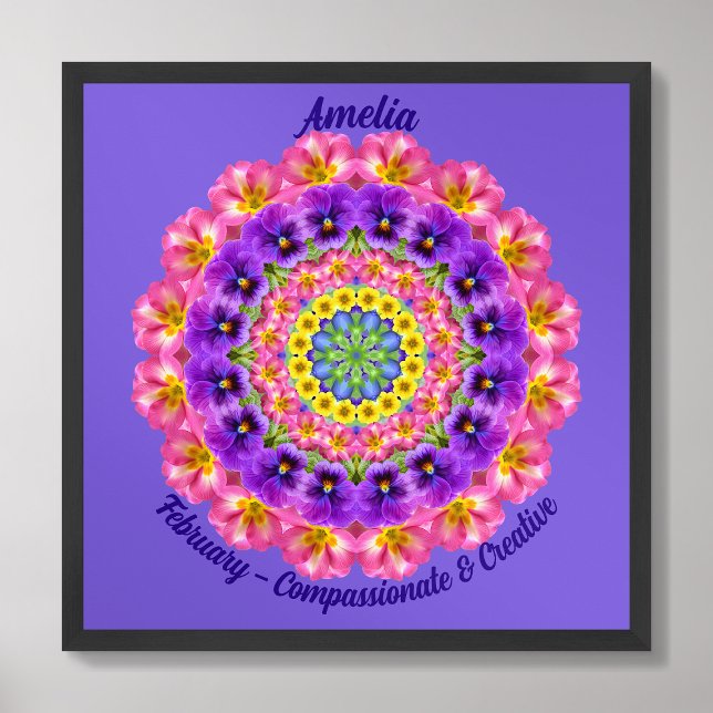 February Birth Flower Quote Kids Nursery Poster (Framed February Birth Month Flower Nursery Kids Poster)