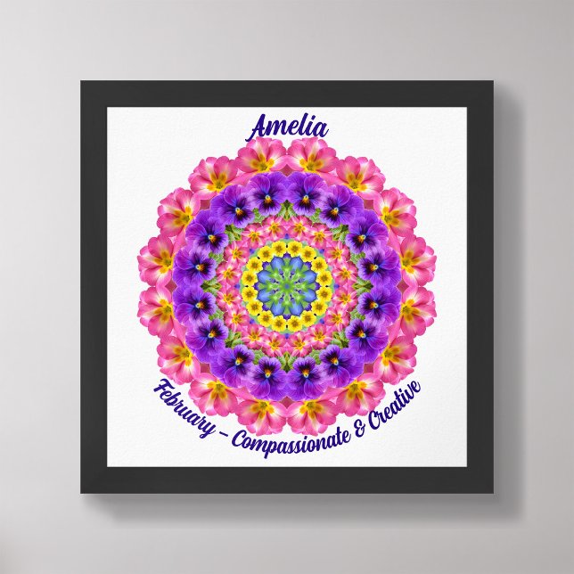 February Birth Flower Quote Kids Nursery Poster (Framed February Birth Month Flower Nursery Kids Poster)