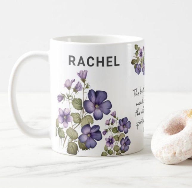 February Birth Flower Violet Add Name Coffee Mug (Creator Uploaded)