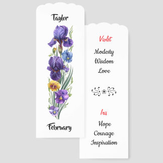 February Birth Flower Violet and Iris Bookmarks