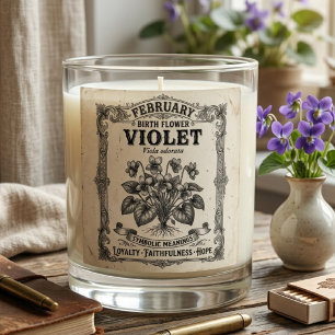February Birth Flower Violet Symbolic Gift Scented Candle