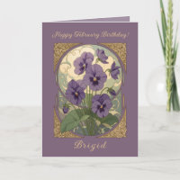 February Birth Flower Violet Viola Art Nouveau Sty